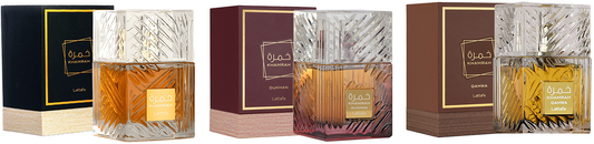 Lattafa Khamrah, Khamrah Qahwa & Khamrah Dukhan Fragrance Bundle for Everyone