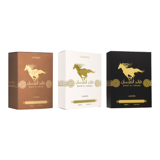 Lattafa Qaed Al Fursan, Fursan Unlimited & Fursan Untamed Fragrance Bundle for Everyone